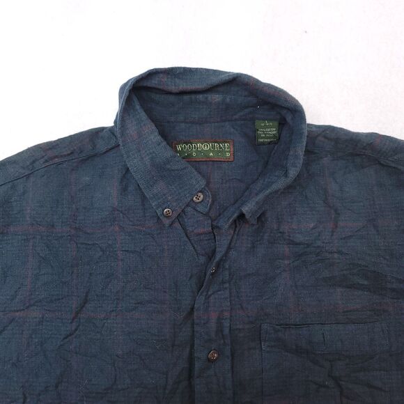 Woodbourne Road Windowpane Flannel Button Up Shirt Mens Size Large L Green - Picture 1 of 10